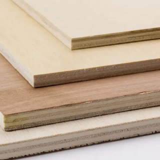 Edge of marine-grade plywood sheets